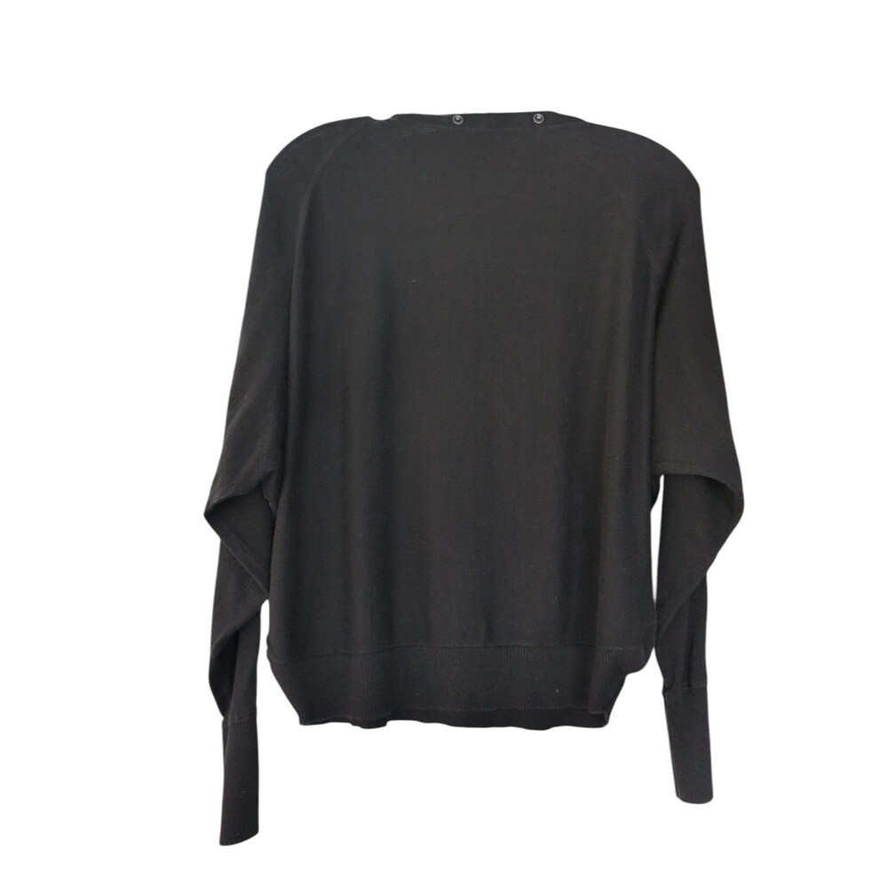 ALLSAINTS Elle Jumper Black Batwing Dolman Snap Shoulder Sweater Size M